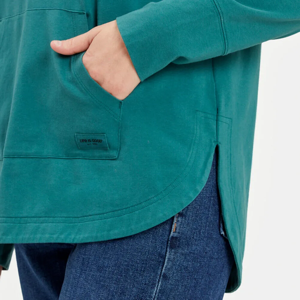 Women's Retro Mountains Floral Crusher-FLEX Hoodie -Spruce Green - 80950