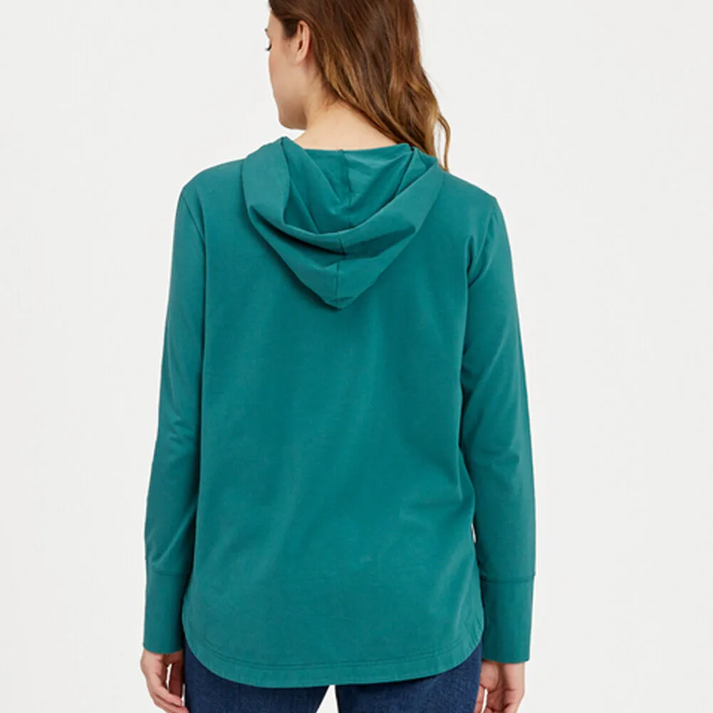 Women's Retro Mountains Floral Crusher-FLEX Hoodie -Spruce Green - 80950