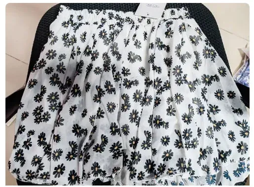 Women's skirt summer high waist printed chiffon pleated floral short skirt Safety one word floral mini skirt