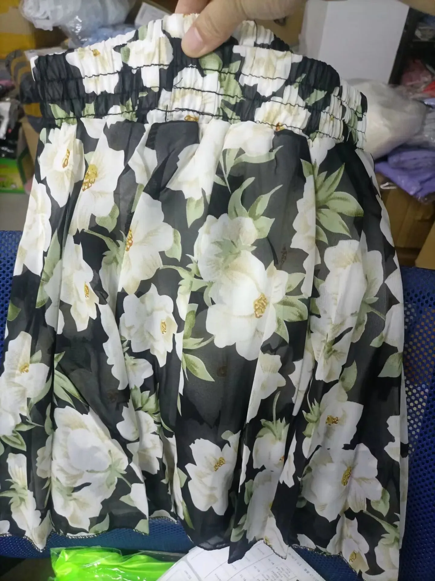 Women's skirt summer high waist printed chiffon pleated floral short skirt Safety one word floral mini skirt