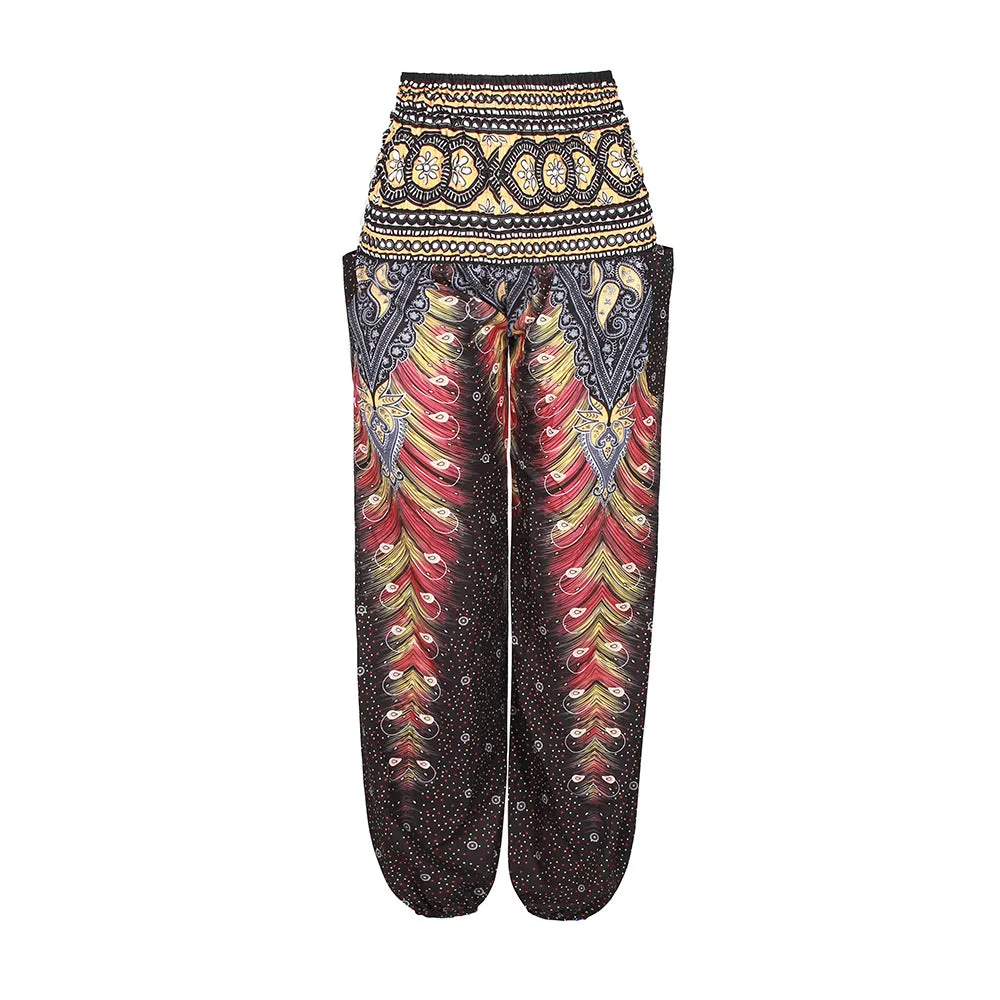 Women's straight Loose Harem Pant - Thai peacock feather bloomers