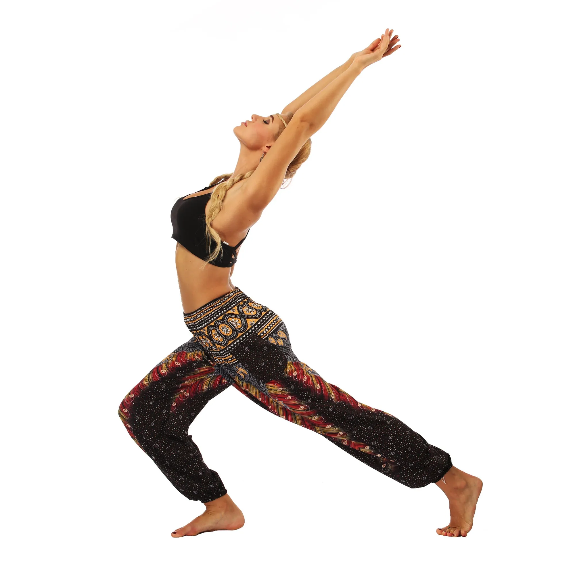 Women's straight Loose Harem Pant - Thai peacock feather bloomers