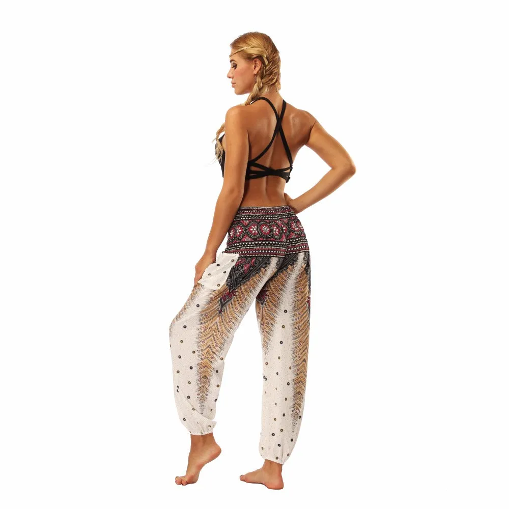 Women's straight Loose Harem Pant - Thai peacock feather bloomers