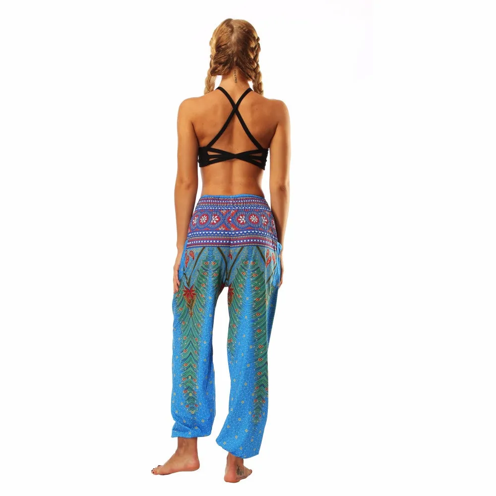 Women's straight Loose Harem Pant - Thai peacock feather bloomers