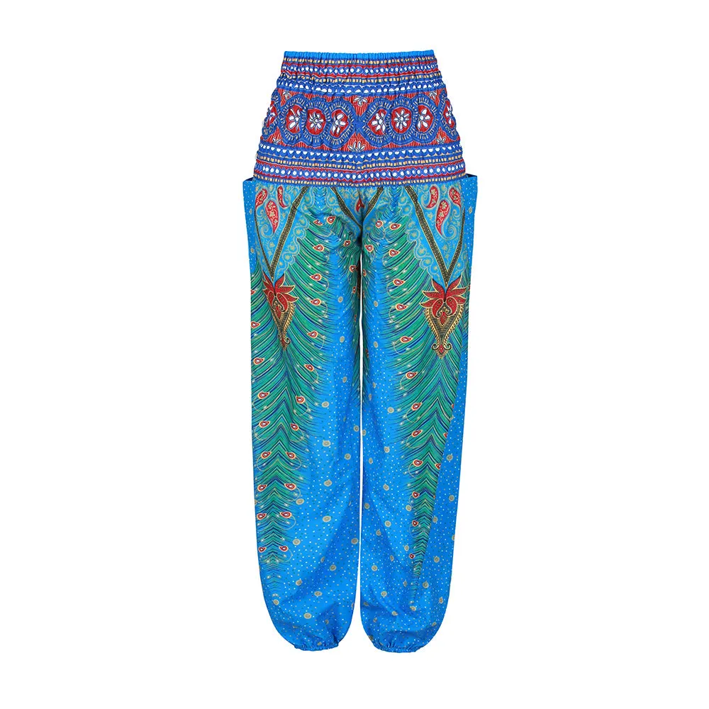 Women's straight Loose Harem Pant - Thai peacock feather bloomers