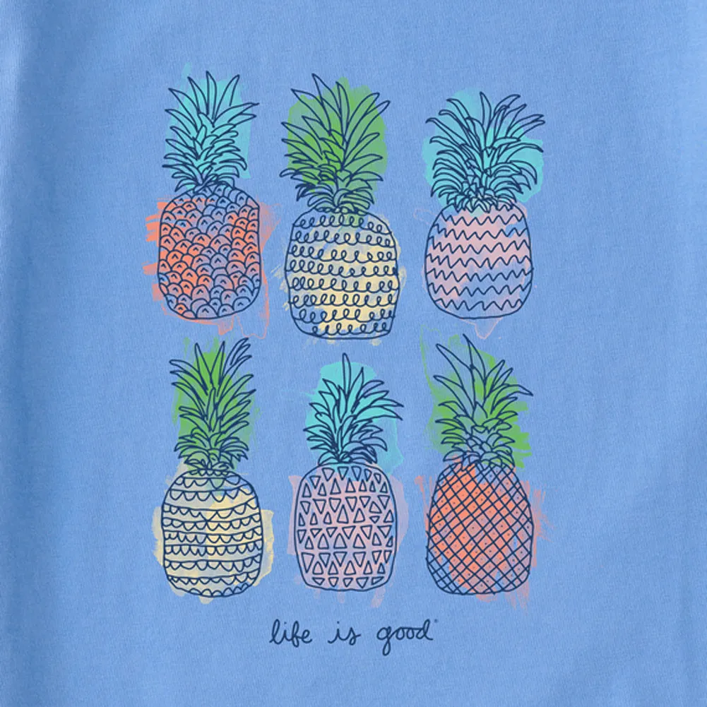 Women's Watercolor Pineapples Long Sleeve Crusher-LITE Tee - 99223