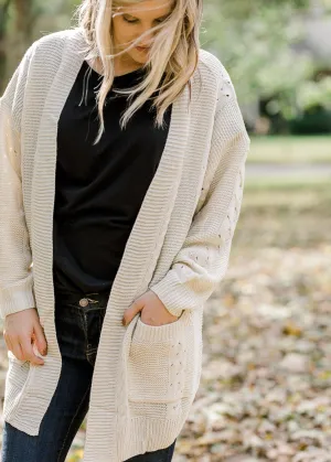 X Grinning Ivory Cable Knit Cardigan