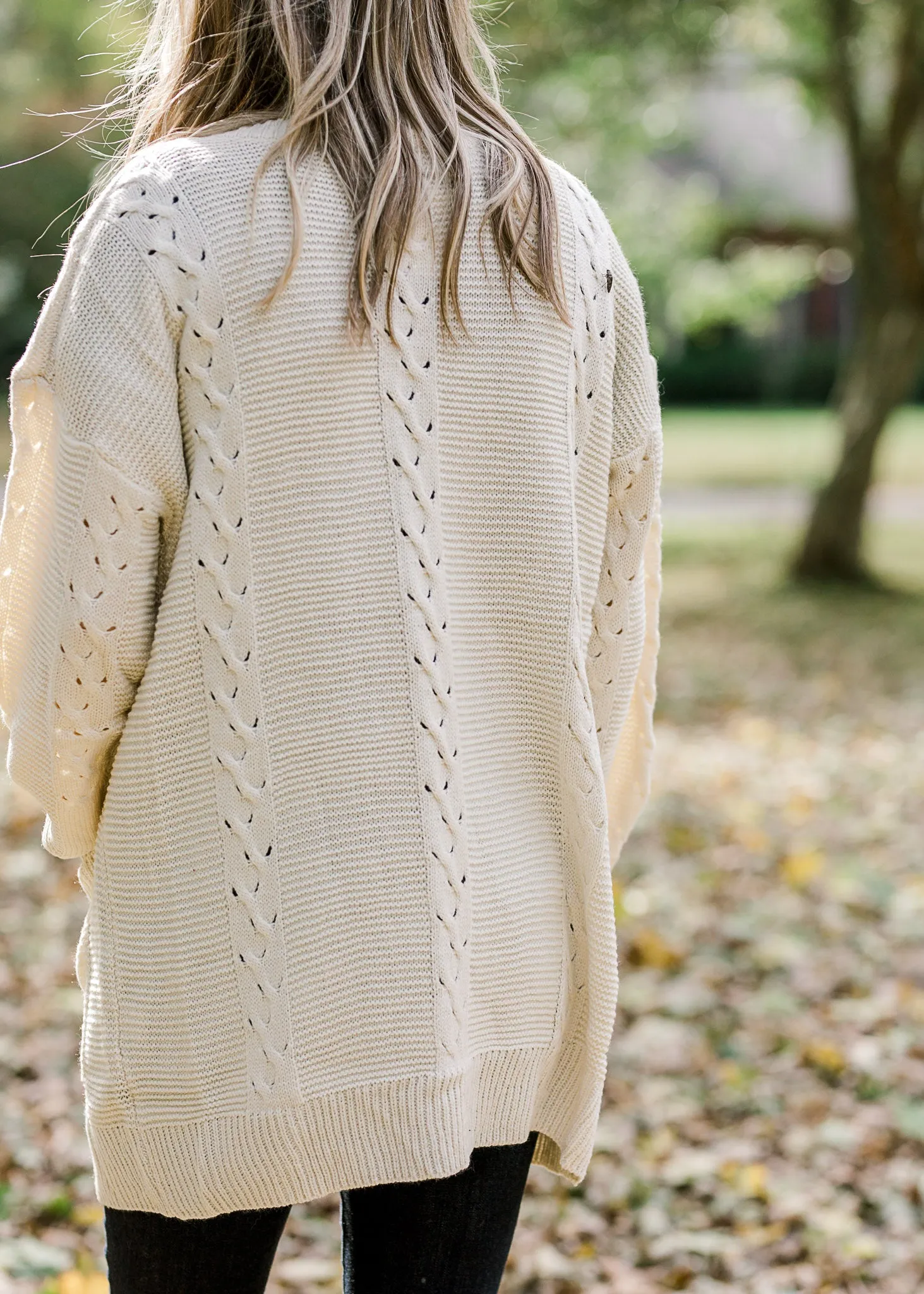 X Grinning Ivory Cable Knit Cardigan
