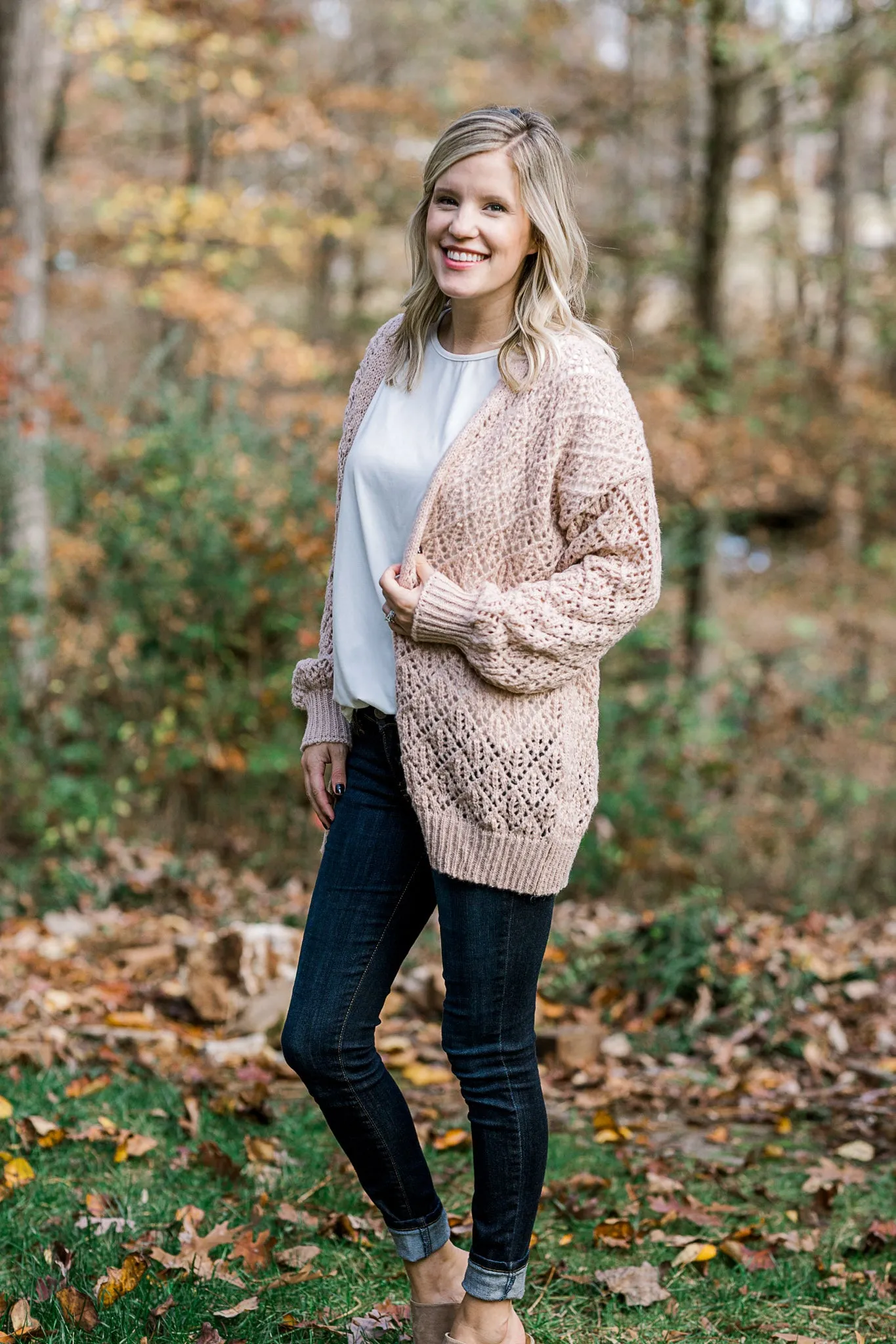 X Happy Go Lucky Open Weave Cream Cardigan