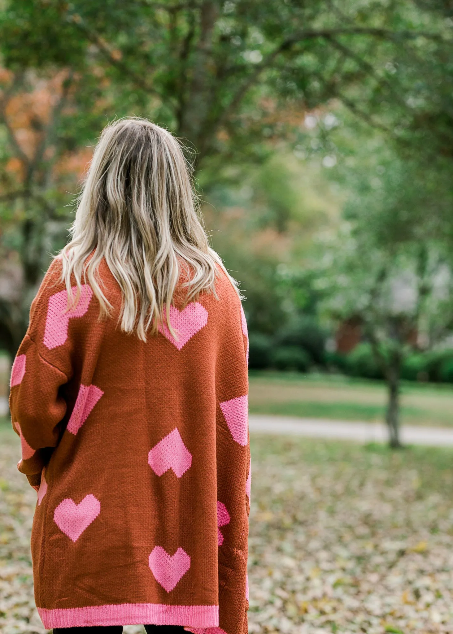 X On My Heart Rust and Pink Cardigan