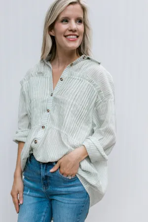 XZ Green Pinstripe Top