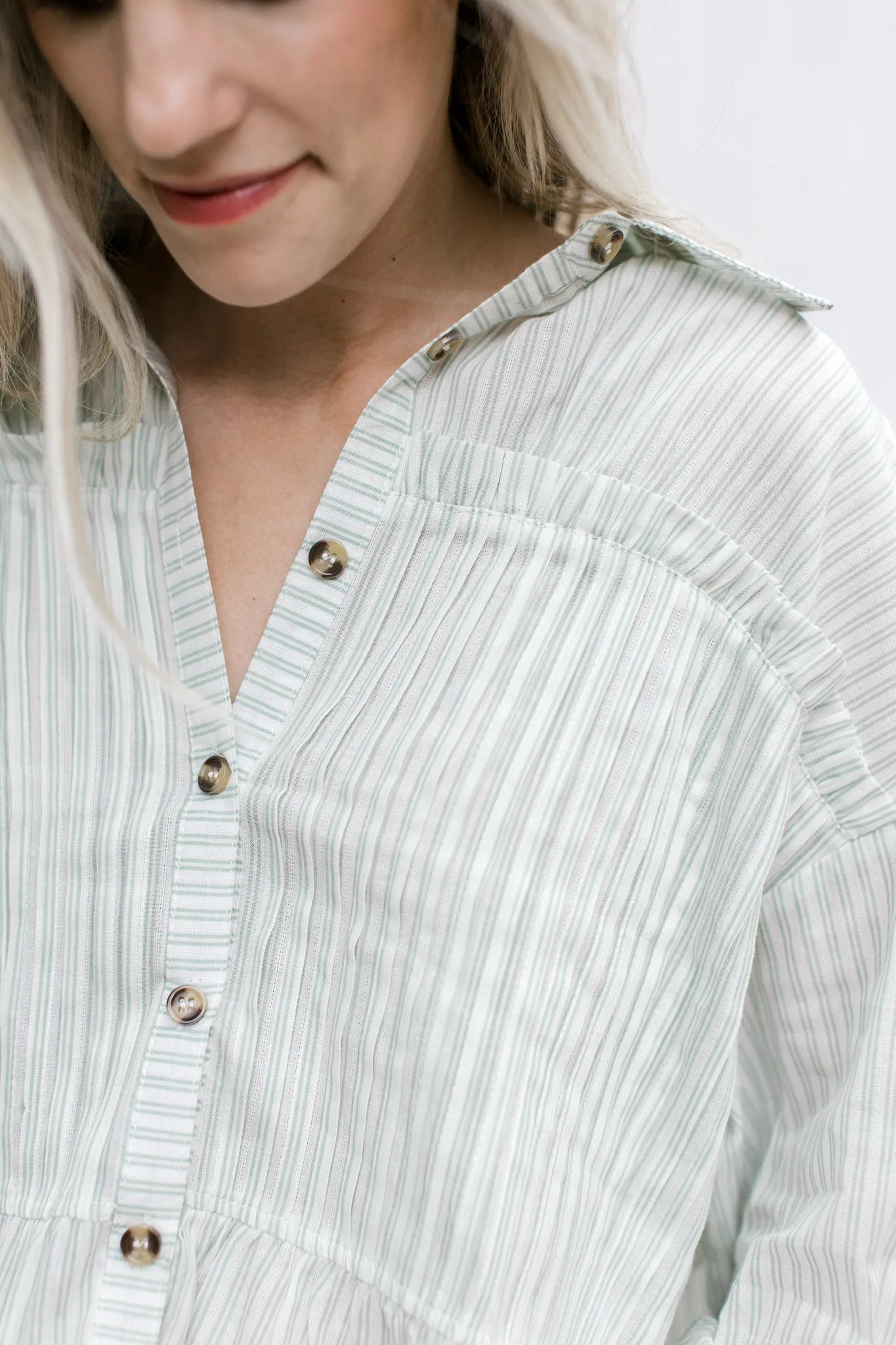 XZ Green Pinstripe Top
