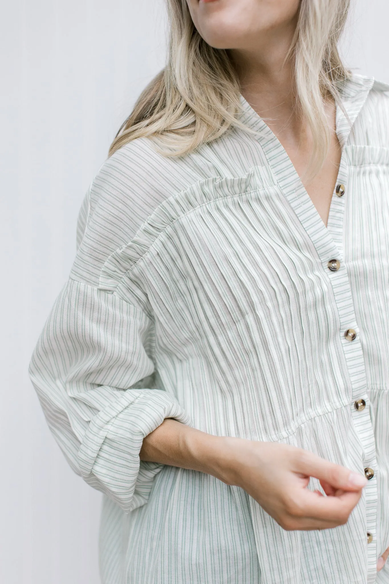 XZ Green Pinstripe Top