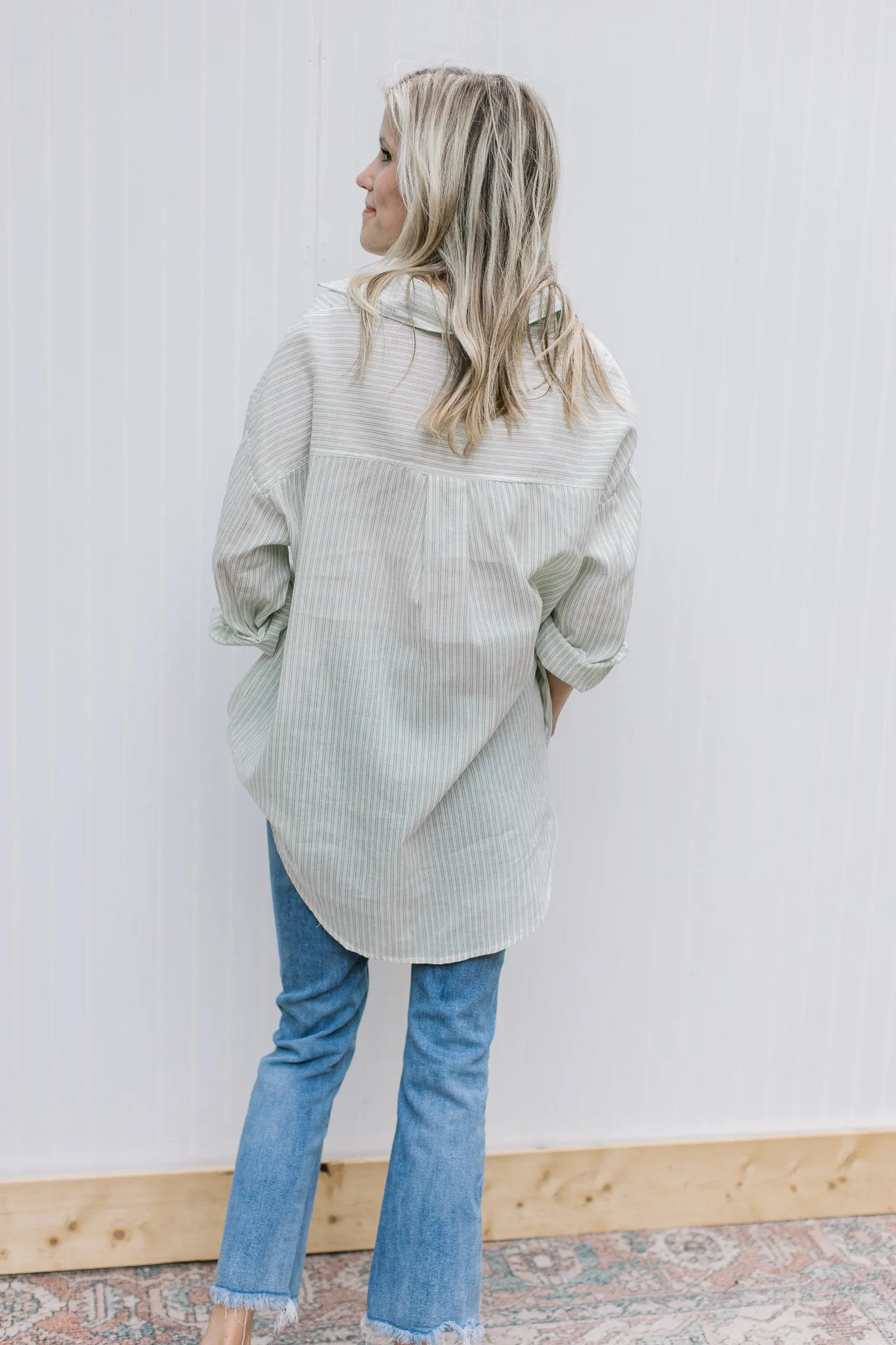 XZ Green Pinstripe Top