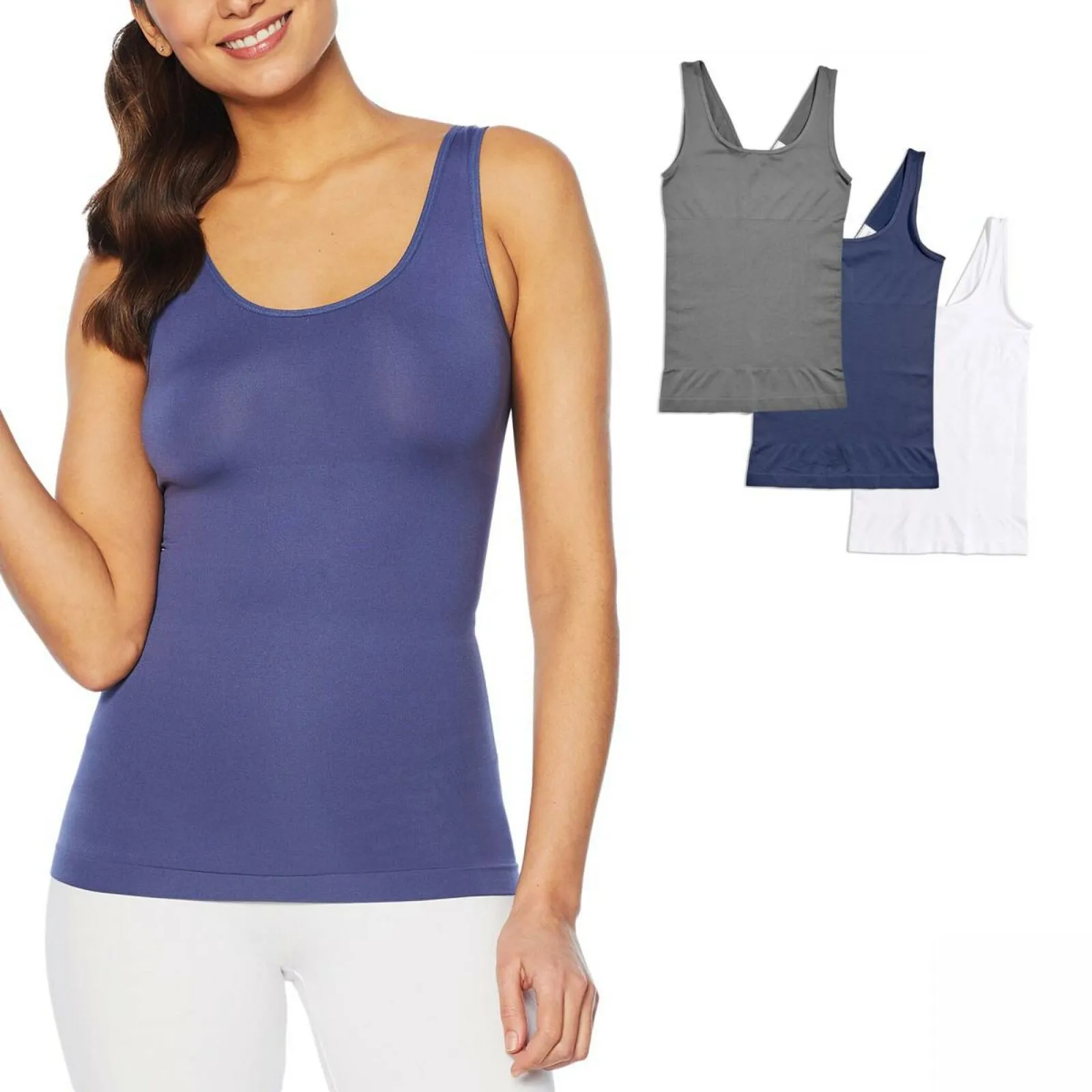 Yummie Women's 3 Pack Seamless 2-Way Shaping Tank Tops
