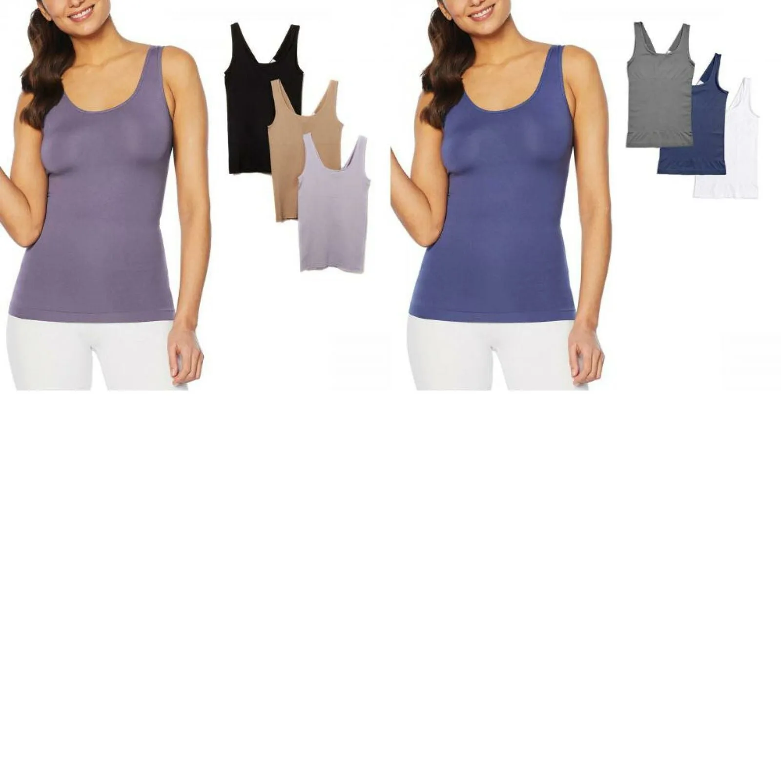 Yummie Women's 3 Pack Seamless 2-Way Shaping Tank Tops