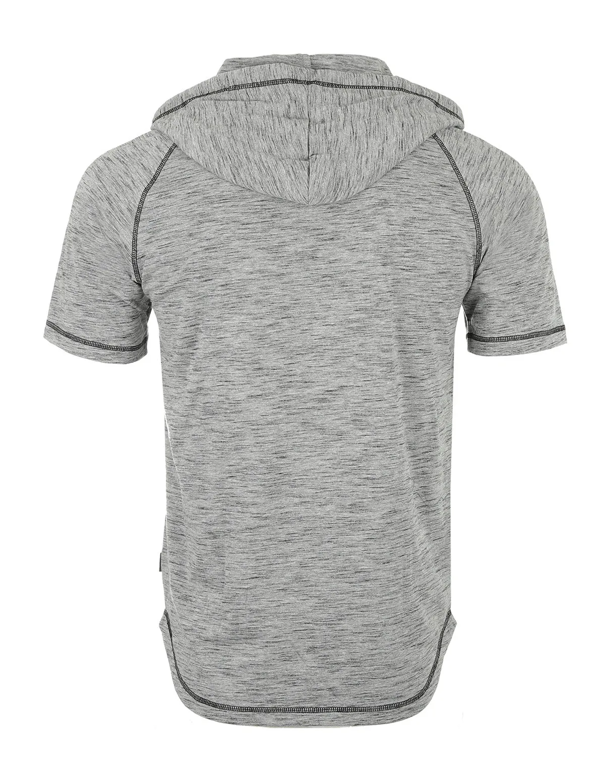 ZIMEGO Men's Short Sleeve Raglan Henley Hoodie Round Bottom Semi Longline T-Shirt