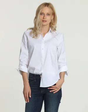 ZOEY 3/4 SLEEVE RUCHED SLEEVE SHIRT